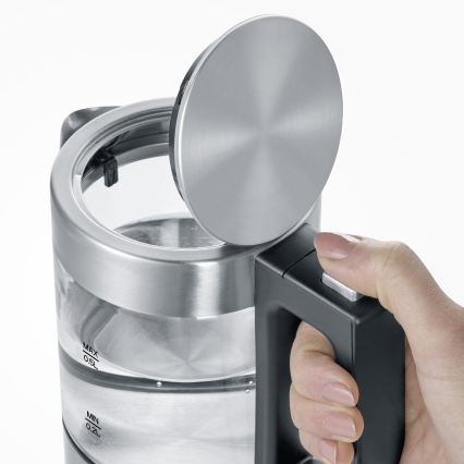 Severin WK 3472 - Ātrvārāmā tējkanna 0,5 l, 1100 W/230 V, nerūsējošais tērauds/stikls