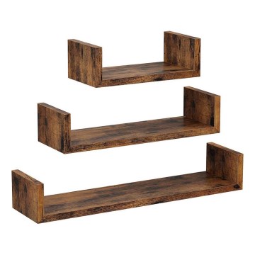 SHELFY sienas plauktu komplekts (3x), brūni