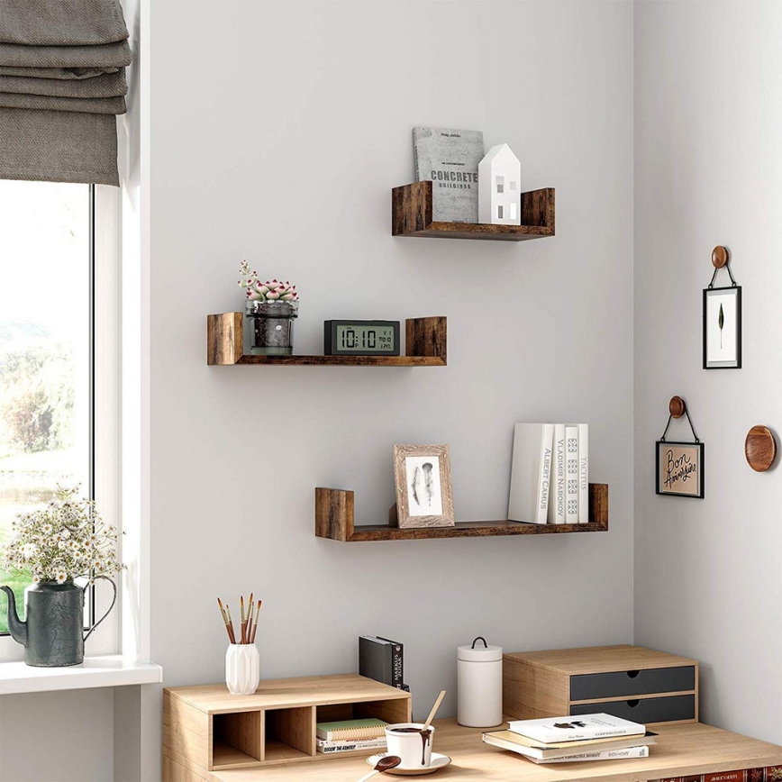 SHELFY sienas plauktu komplekts (3x), brūni