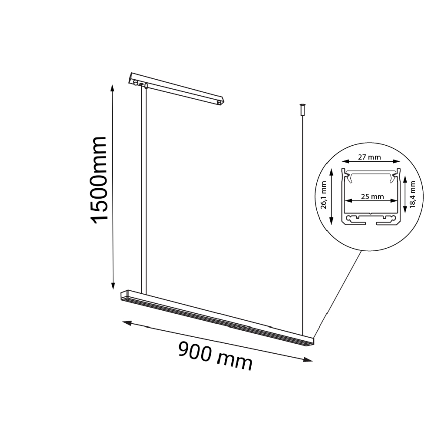 Shilo - LED Lustra ar auklu LED/32W/230V 3000K CRI 90 melna