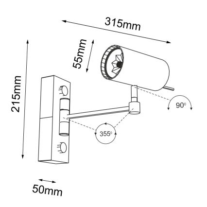 Shilo - Sienas lampa 1xGU10/15W/230V melna