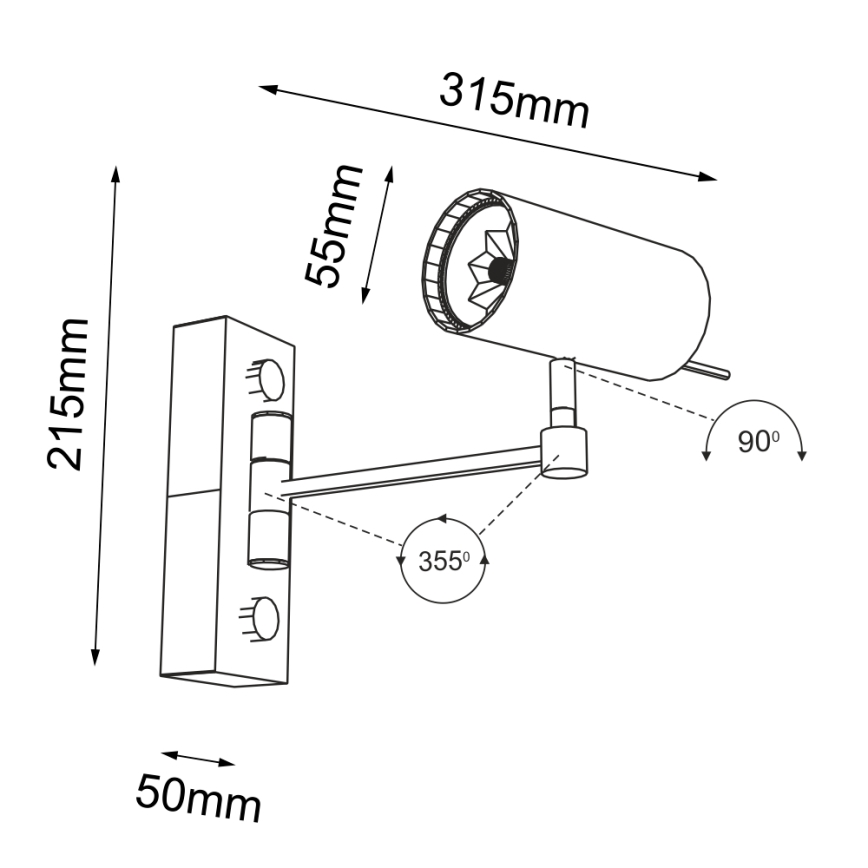 Shilo - Sienas lampa 1xGU10/15W/230V melna