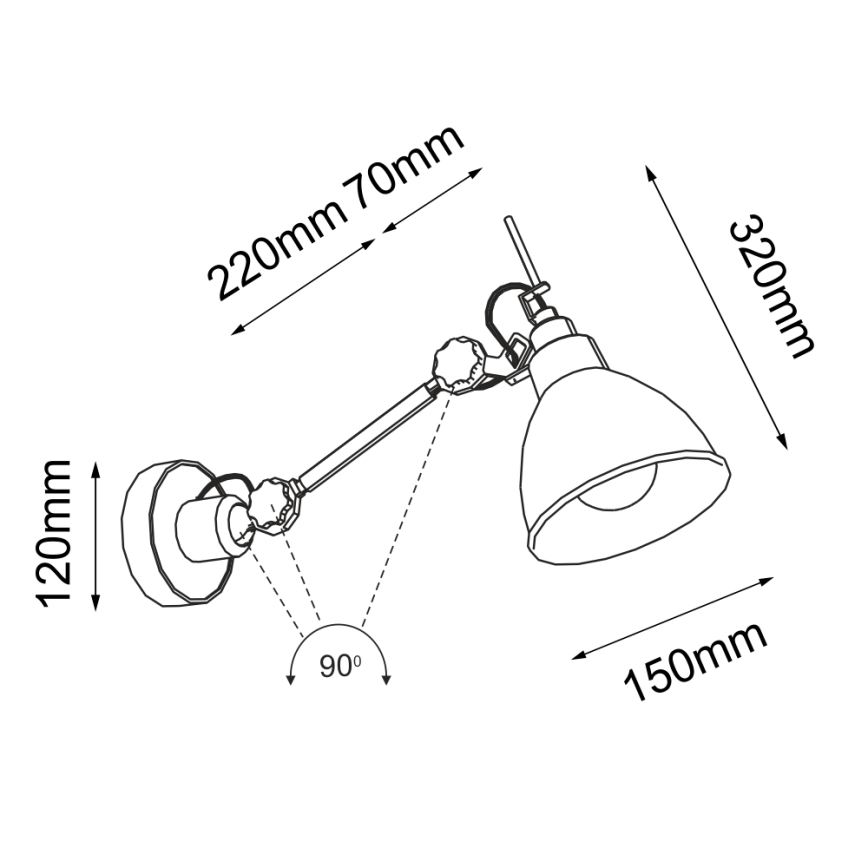 Shilo - Sienas lampa 1xE27/15W/230V melna