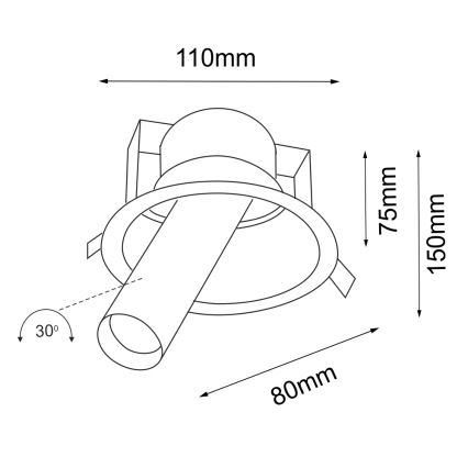 Shilo - Iegremdējams starmetis 1xGU10/MR11/15W/230V d. 11 cm melna