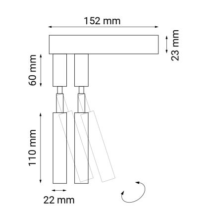 Shilo - Sienas starmetis 2xG9/10W/230V melns