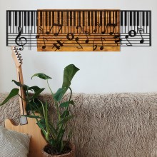 Sienas dekorācija 100x30 cm klavieres koks/metāls