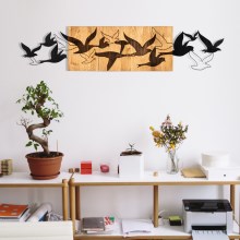 Sienas dekorācija 111x25 cm putni koks/metāls