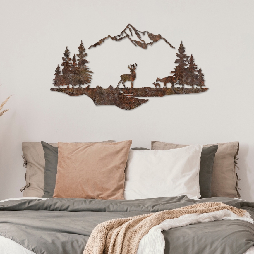 Sienas dekorācija 2 gab. 70x38 cm briedis metāls/brūna
