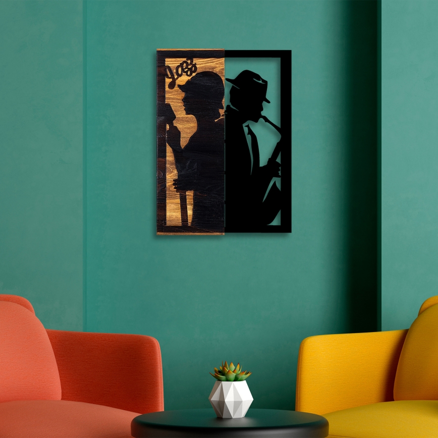 Sienas dekorācija 32x50 cm jazz koks/metāls