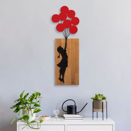 Sienas dekorācija 34x99 cm meitene koks/metāls