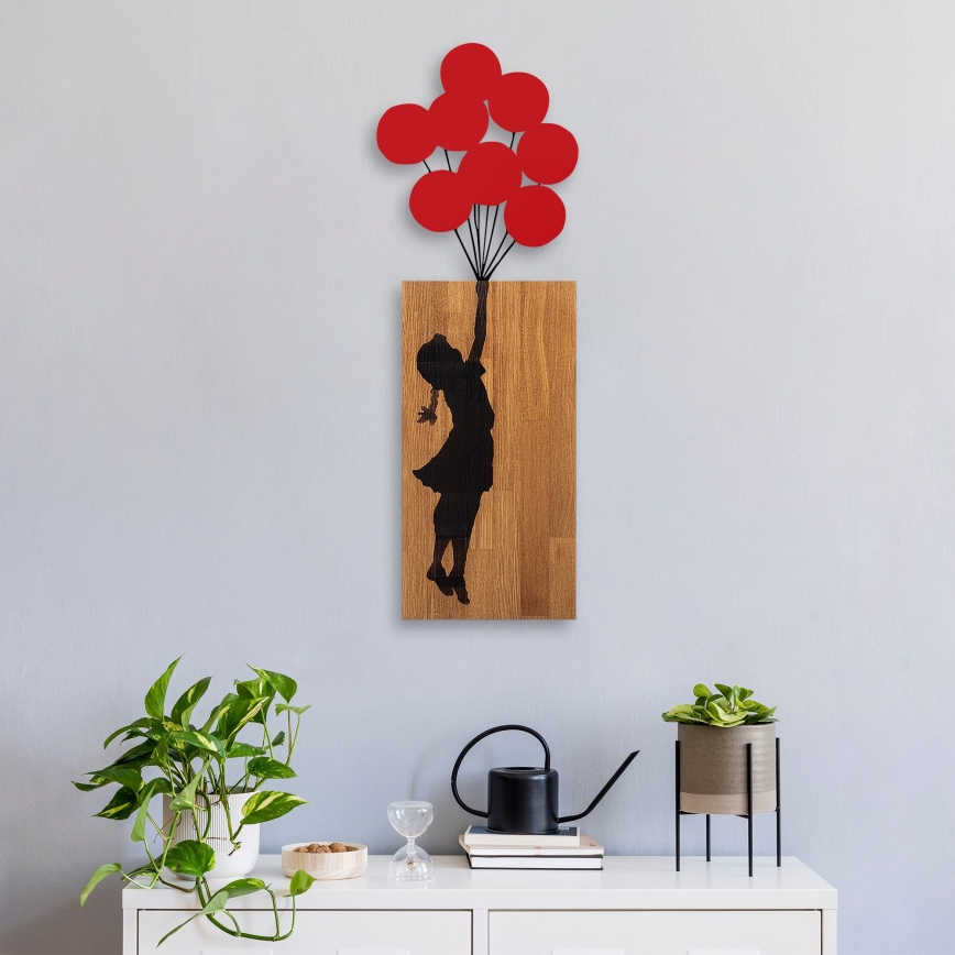 Sienas dekorācija 34x99 cm meitene koks/metāls