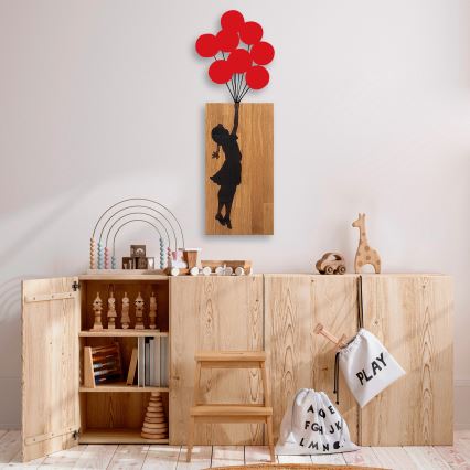 Sienas dekorācija 34x99 cm meitene koks/metāls
