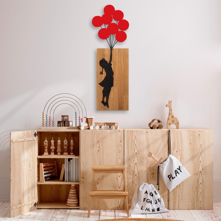 Sienas dekorācija 34x99 cm meitene koks/metāls