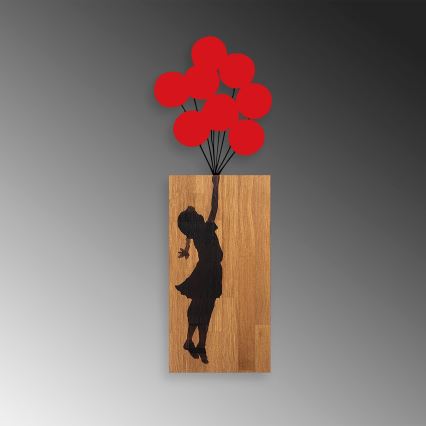 Sienas dekorācija 34x99 cm meitene koks/metāls