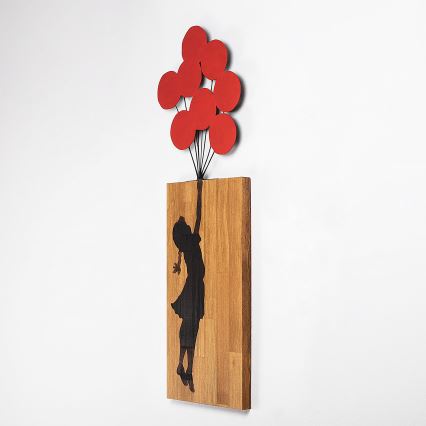 Sienas dekorācija 34x99 cm meitene koks/metāls