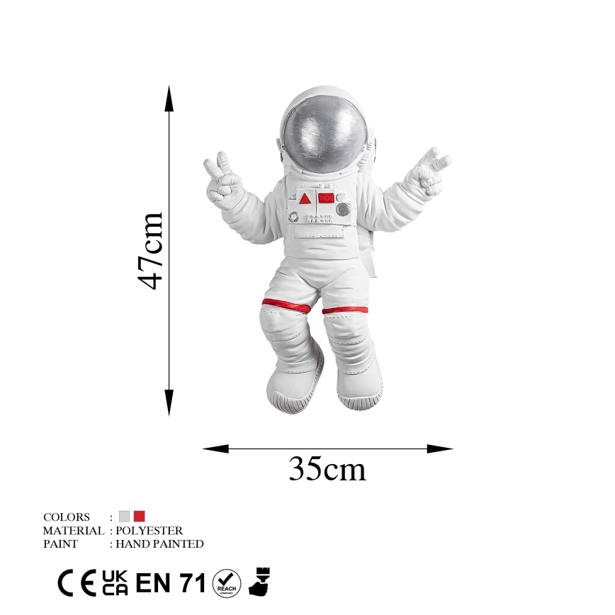 Sienas dekorācija 47x35 cm astronauts sudraba