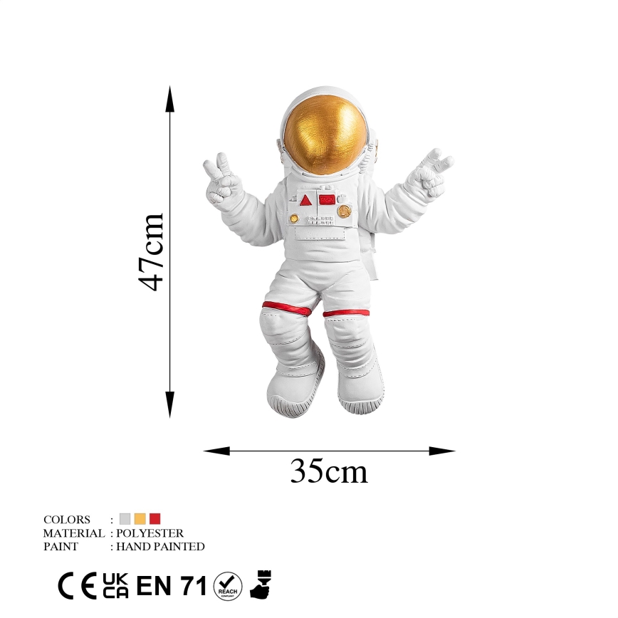 Sienas dekorācija 47x35 cm astronauts zelta