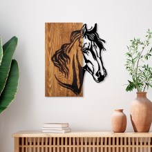 Sienas dekorācija 48x58 cm zirgs koks/metāls