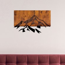 Sienas dekorācija 58x36 cm kalni koks/metāls
