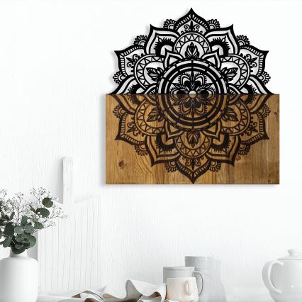 Sienas dekorācija 59x58 cm mandala koks/metāls