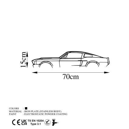 Sienas dekorācija 70x15 cm auto metāls