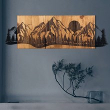 Sienas dekorācija 75,5x24,5 cm kalni koks/metāls