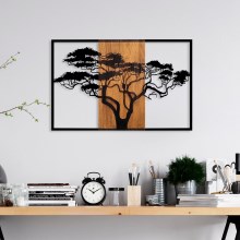 Sienas dekorācija 90x58 cm koks koks/metāls