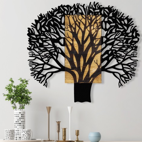 Sienas dekorācija 93x86 cm koks koks/metāls