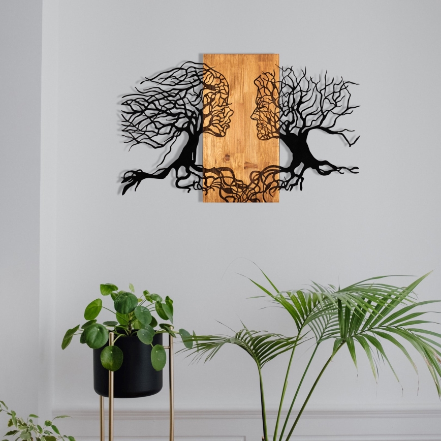 Sienas dekors 58x92 cm dzīvības koks koks/metāls