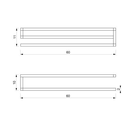 Sienas dvieļu turētājs 10x60 cm balts