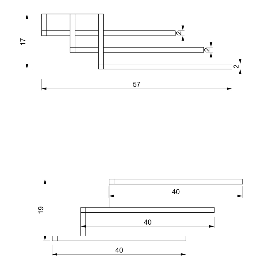 Sienas dvieļu turētājs 19x58 cm melns