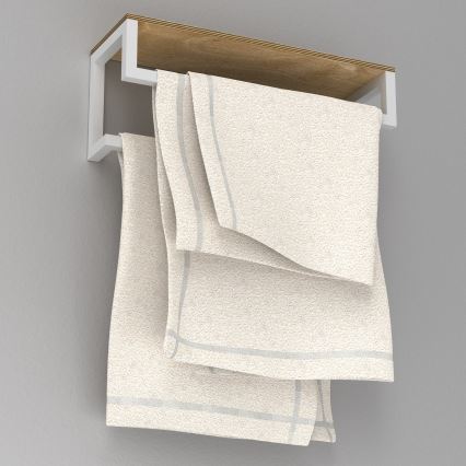 Sienas dvieļu turētājs ar plauktu 14x40 cm, balts