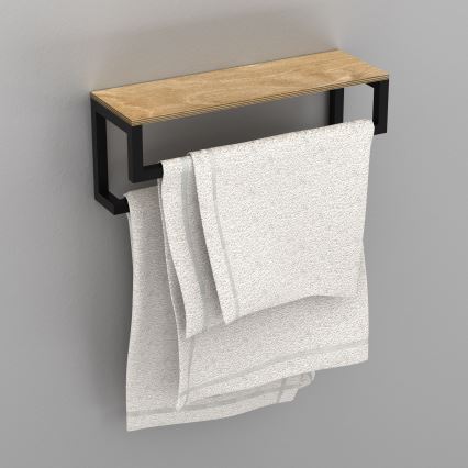 Sienas dvieļu turētājs ar plauktu 14x40 cm, melns