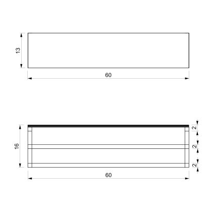 Sienas dvieļu turētājs ar plauktu 14x60 cm, balts