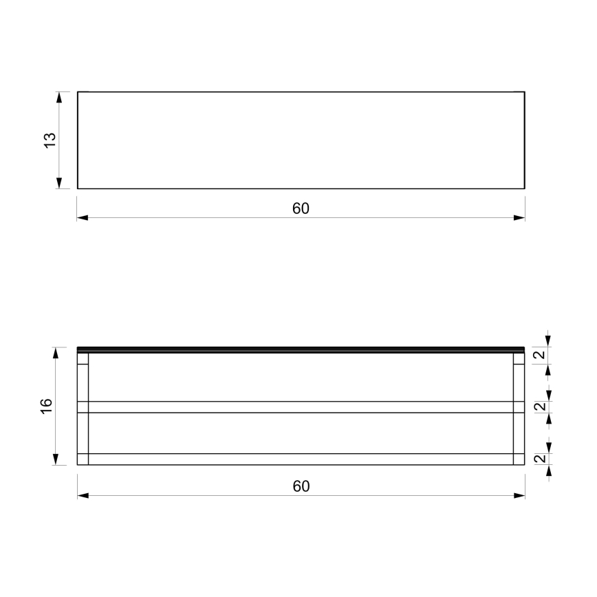 Sienas dvieļu turētājs ar plauktu 14x60 cm, balts