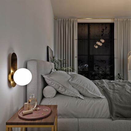 Sienas gaismeklis 1x E27, 40 W, 230 V, zelta/baltā apdare