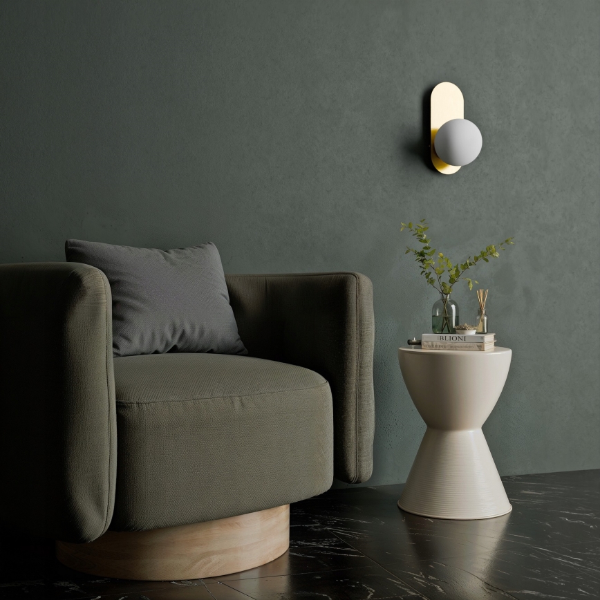 Sienas gaismeklis 1x E27, 40 W, 230 V, zelta/baltā apdare