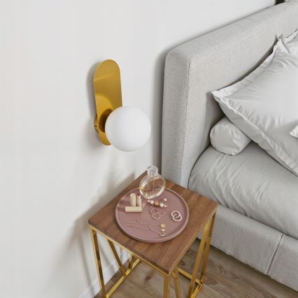 Sienas gaismeklis 1x E27, 40 W, 230 V, zelta/baltā apdare