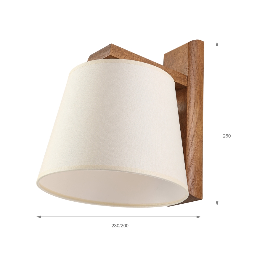 Sienas gaismeklis AIDA 1xE27/15W/230V ozols/krēmkrāsa