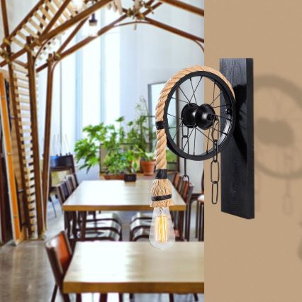 Sienas gaismeklis EREBOS 1xE27/40W/230V melns/brūns