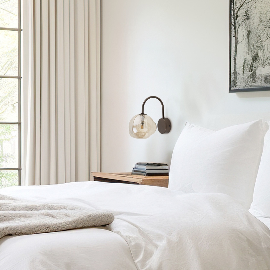 Sienas gaismeklis LAVA 1xG9/8W/230V bronzas/dūmota bēša