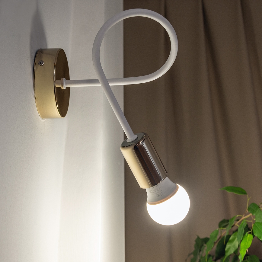 Sienas gaismeklis OXFORD 1xE27/15W/230V zelta/balta