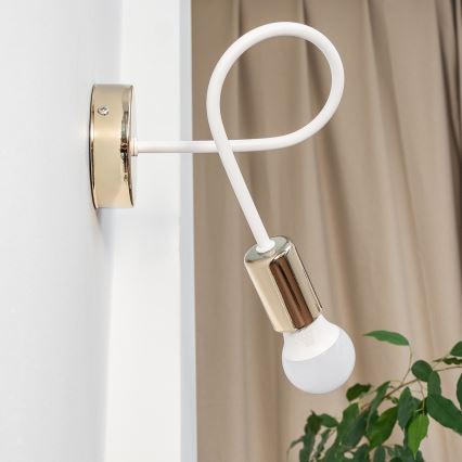 Sienas gaismeklis OXFORD 1xE27/15W/230V zelta/balta