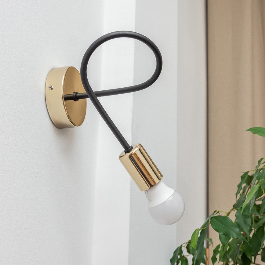 Sienas gaismeklis OXFORD 1xE27/15W/230V zeltains/melns