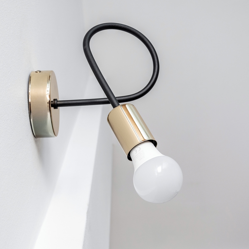 Sienas gaismeklis OXFORD 1xE27/15W/230V zeltains/melns