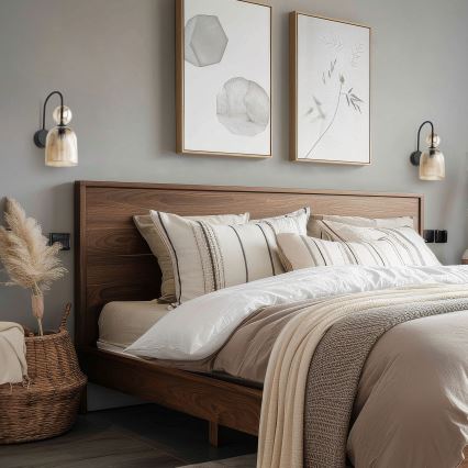 Sienas gaismeklis SOPHIA 1xE14/10W/230V melns/dūmakaini bēšs