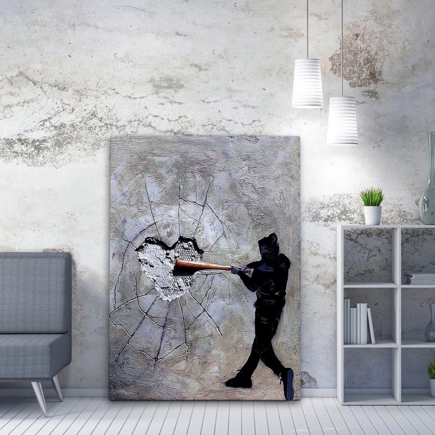 Sienas glezna uz kanvas 100x70 cm pelēka/melna