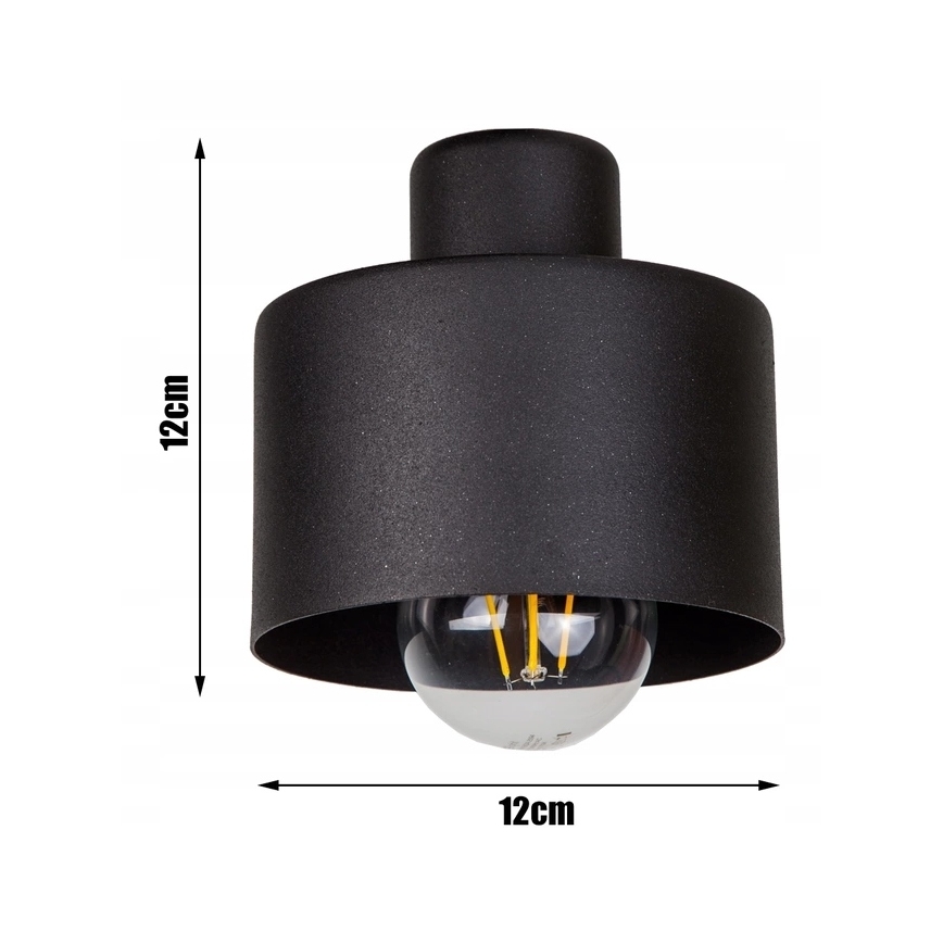 Sienas lampa 1xE27/20W/230V melna