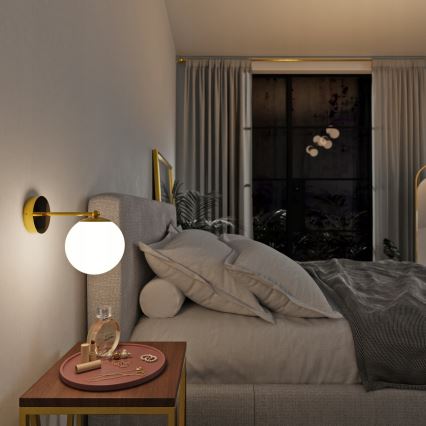 Sienas lampa 1xE27/40W/230V zelta/balta