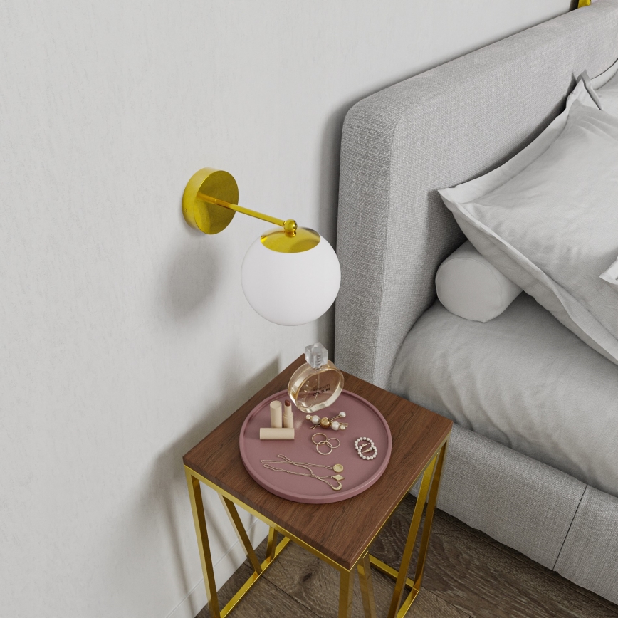 Sienas lampa 1xE27/40W/230V zelta/balta